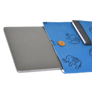 Indigo Laptop pouch - Elephant print