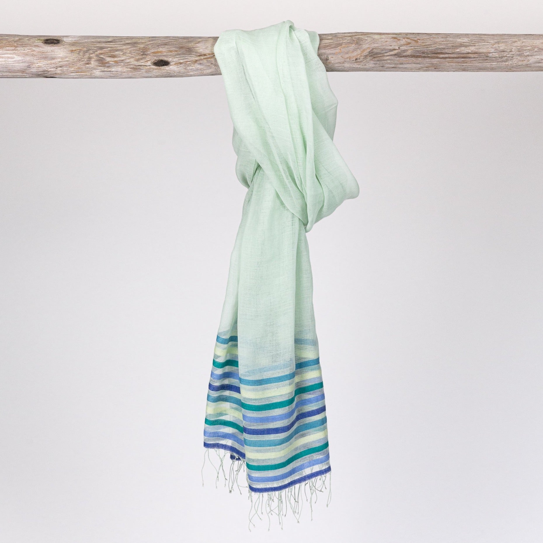 TWILLY SINGLE RIBBON SILK SCARF / PACIFIC GREEN — ROZA SF