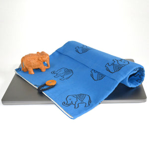 Indigo Laptop pouch - Elephant print